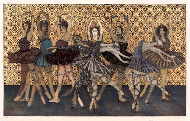 Dancers w.s. # 13 Intaglio  old leaf, drawing and collage 22 x36  2020.jpg